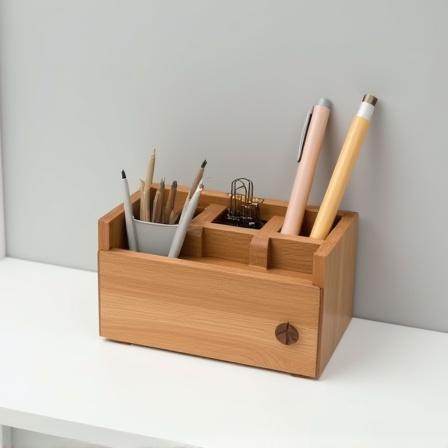 Organizzatore da scrivania in legno riciclato
