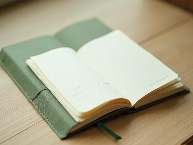 Quaderno elegante a righe con copertina in lino verde